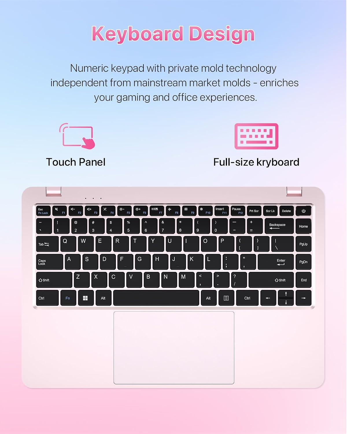 2026 Pink Laptop, Pentium Gold 6500Y Processor(Up to 3.4 GHz),16GB RAM 512GB SSD,14 Inch FHD IPS Display, 5000mAh Battery,Type-C
