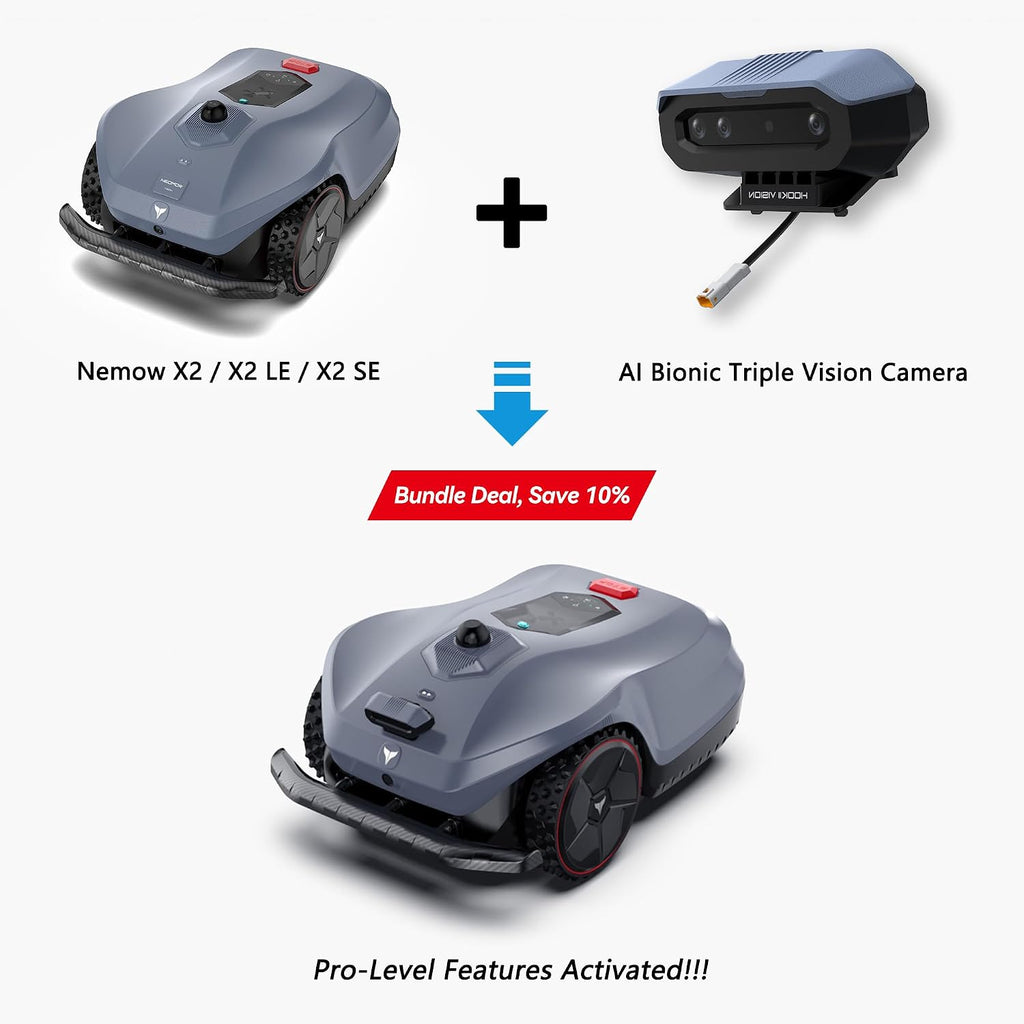 AI Triple Bionic Vision Module for Neomow X2 Series 3D LiDAR Robot Mower, Activates Pro-Level Features Including Auto-Mapping, 500+ Obstacle Detection, Spatial Perception, Terrain Recognition