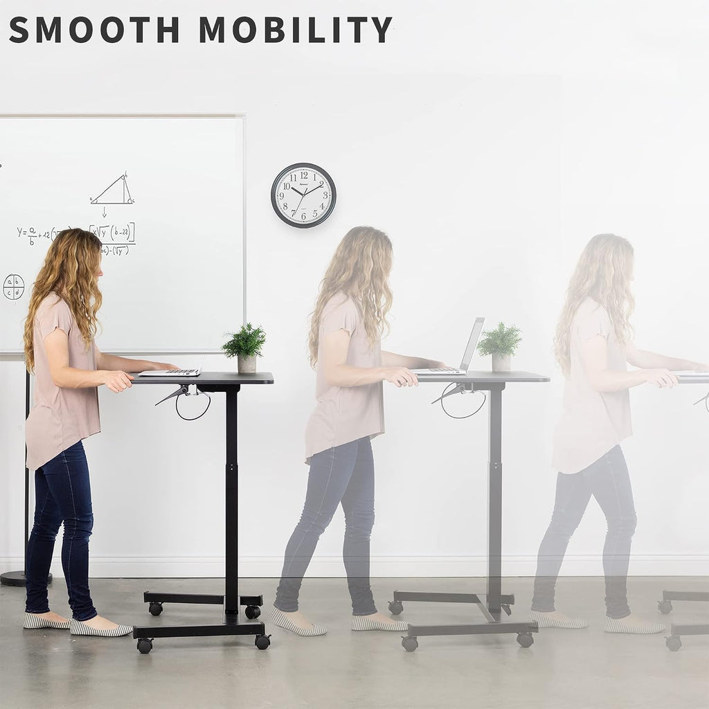 VIVO Mobile 32 inch Sit Stand Laptop Cart, Height Adjustable Rolling Podium, Locking Wheels, Black, CART-V07B