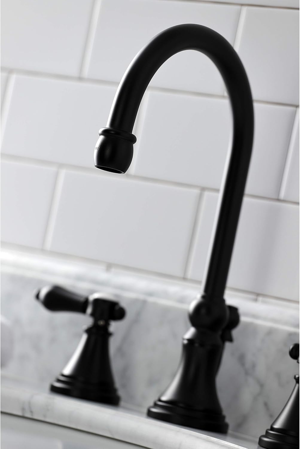 Kingston Brass KS2980BAL Heirloom Widespread Bathroom Faucet, Matte Black, 13.63 x 6.31 x 11.5