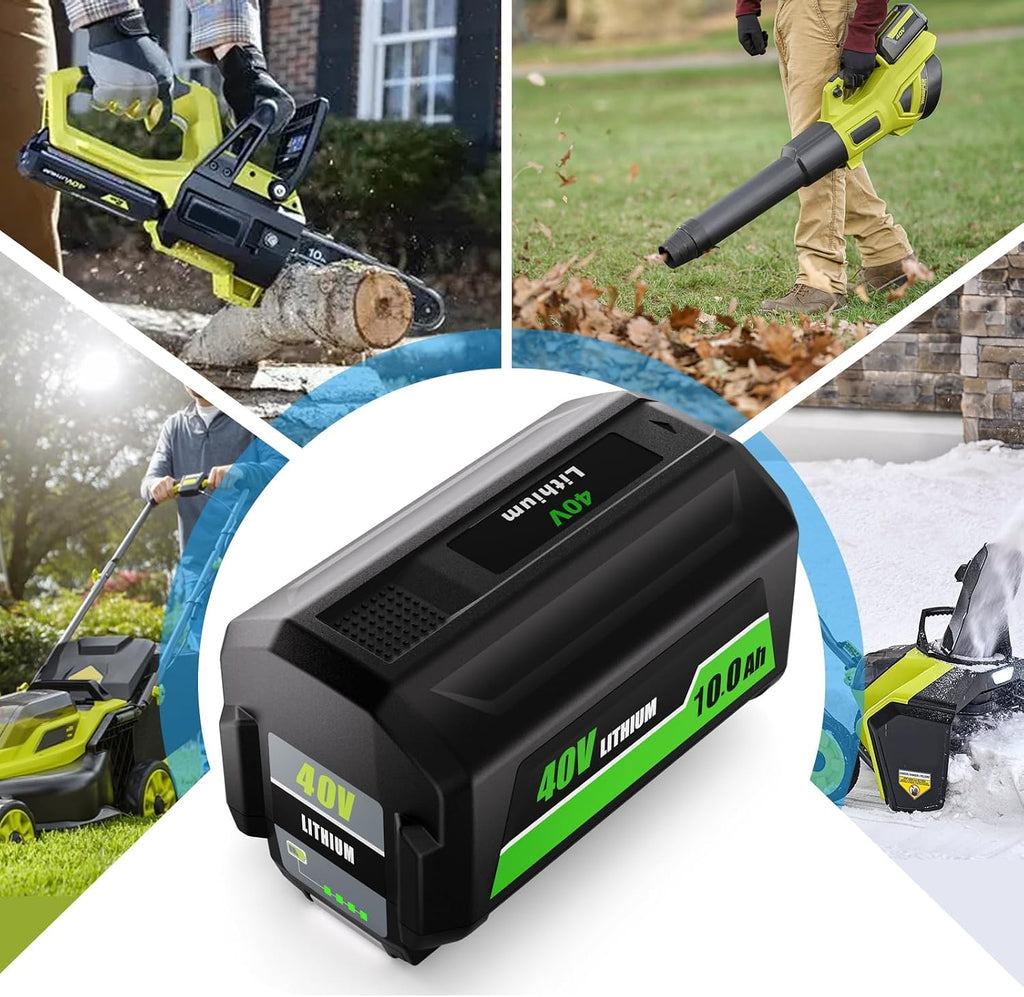 10.0Ah High Capacity Replacement for Ryobi 40V Battery OP4026 OP4030 OP4040 OP4050 OP4060 OP4075, Compatible with Ryobi 40 Volt Cordless Power Tools