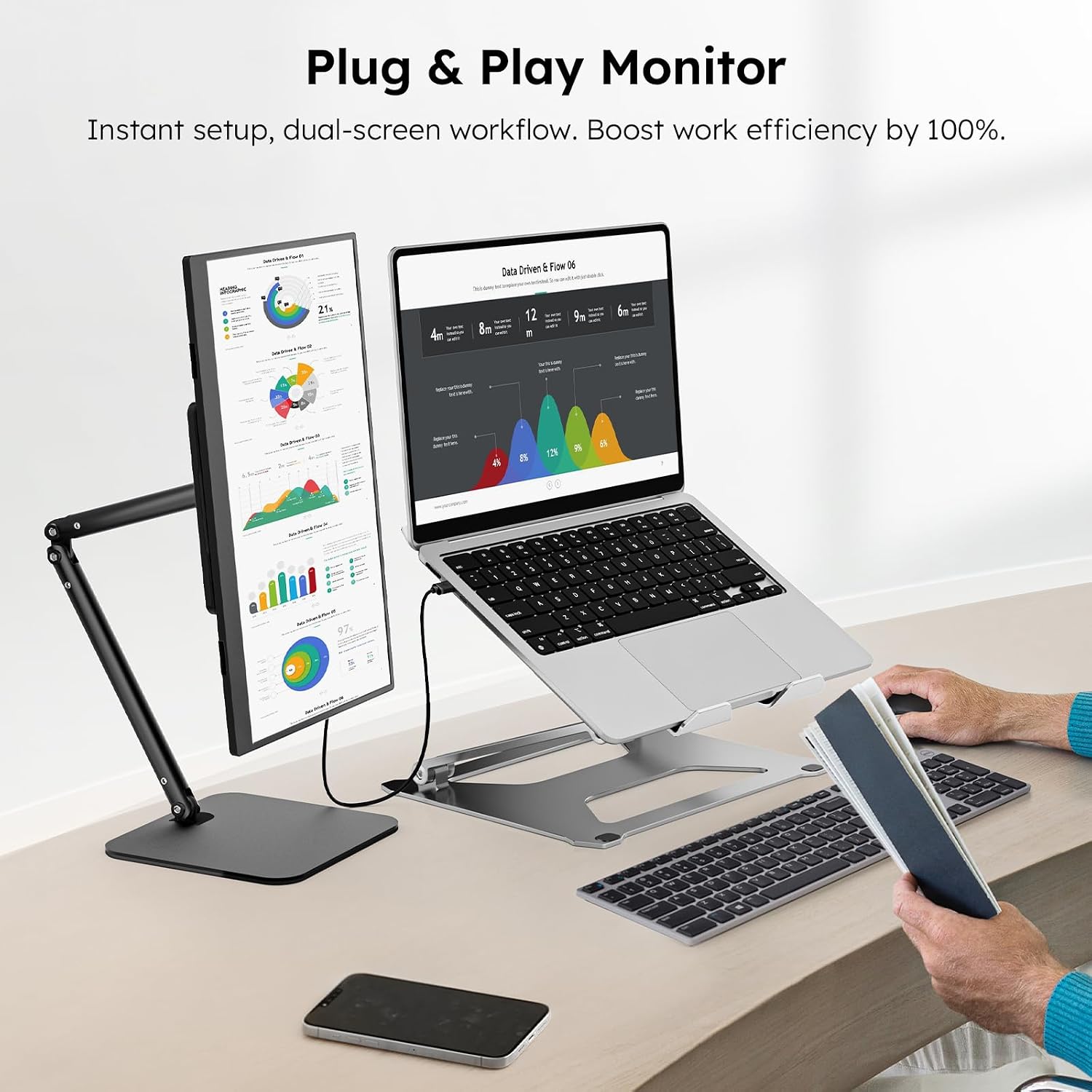 Dopesplay Portable Monitor, 15.6' FHD 1080P IPS Travel Monitor for Laptop, Foldable Magnetic Stand & Carry Case Included, USB-C Screen Extender for Laptop Mac PC Phone Xbox PS4/5 Switch
