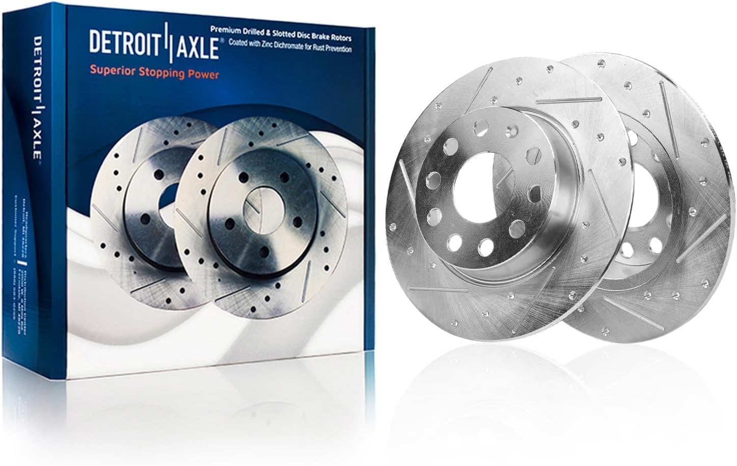 Detroit Axle - 1.4L Brake Kit for Volkswagen 2019 2020 Jetta 11.34 inch Front and 10.71 inch Rear Drilled Slotted Brake Rotors Ceramic Brakes Pads Replacement