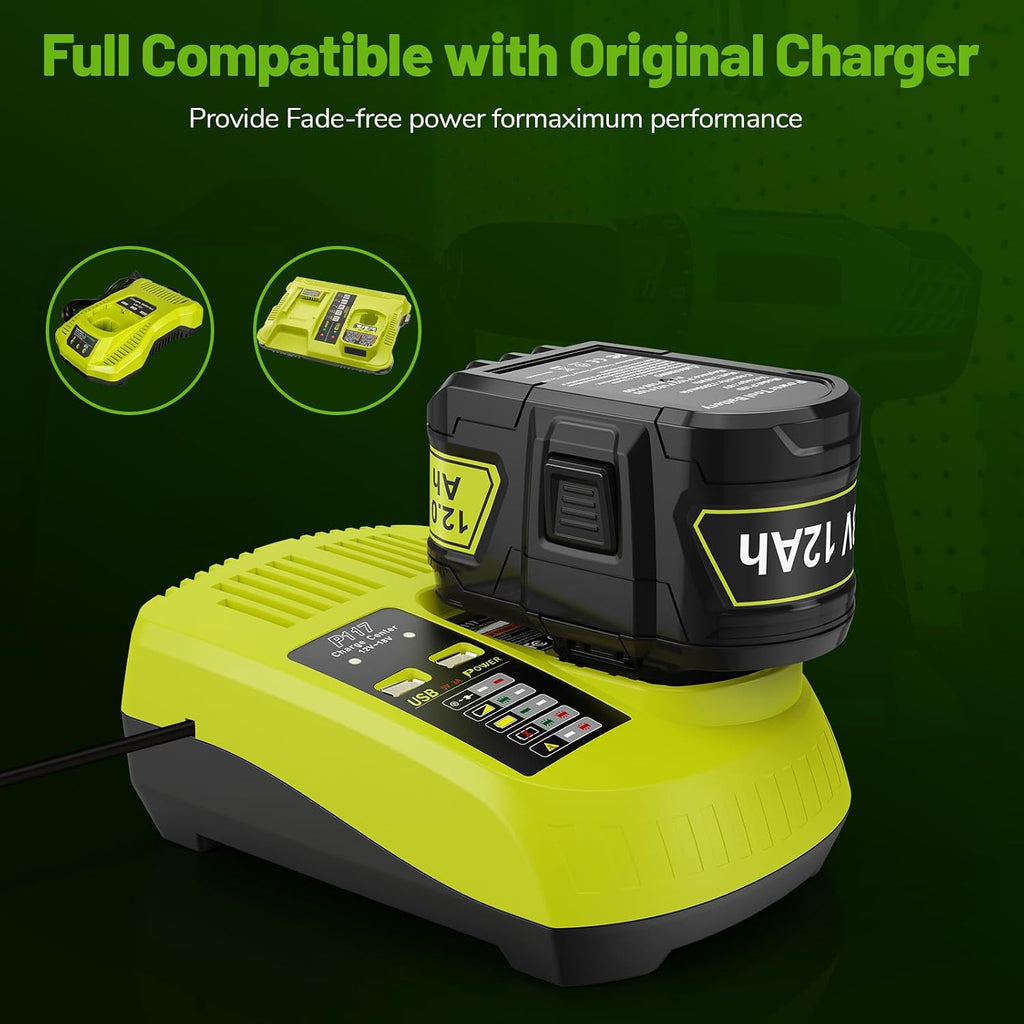 Futurebatt 18V 12ah Replacement Battery for Ryobi P108 P103 P104 P105 P107 P102 P109 P122 for Ryobi ONE+ 18-Volt Tools Battery