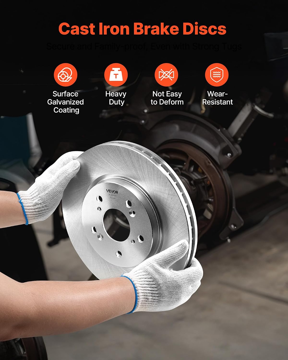 VEVOR Front & Rear Brake Kit Compatible with 2012-2016 Honda CR-V (AWD Models), Ceramic Brake Replacement Kits, 12 inch Hollow Structure Front Rotors, 12 inch Solid Structure Rear Rotors, R-31455
