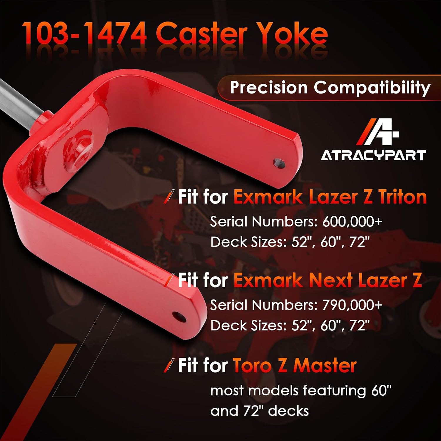 Caster Yoke Compatible with Exmark Lazer Z Triton & Next Lazer Z Mower Decks (52' 60' 72') Serial No. 600,000+ 790,000+, Replace #103-1474, 116-8888, for Zero Turn Lawn Mowers and Toro Models, 2 Packs