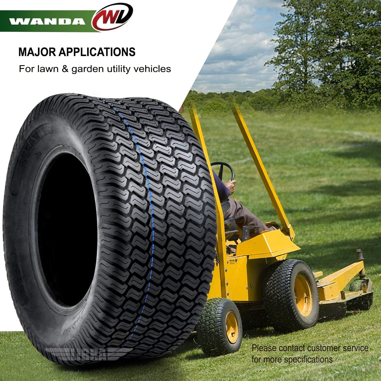 WANDA Set 4 Lawn Mower Turf Tires 13x5-6 Front & 18x8.5-8 Rear /4PR -13106/13028