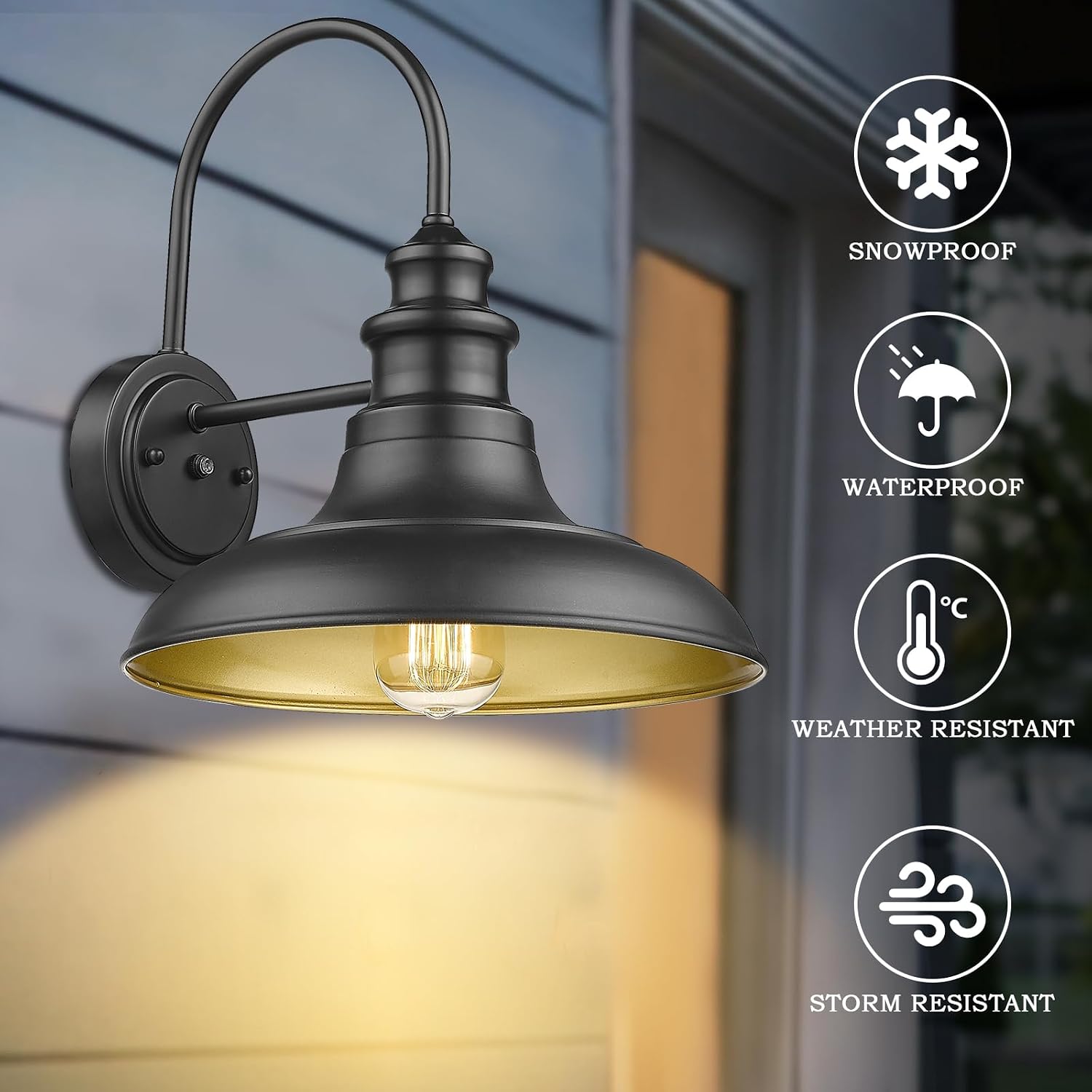 Dusk to Dawn Sensor Outdoor Barn Light Fixtures Outdoor Wall Sconces Farmhouse Wall Mount Lights Exterior Light Fixture Black Finish Industrial Wall Lantern for Porch, Entryways, 4 Pack