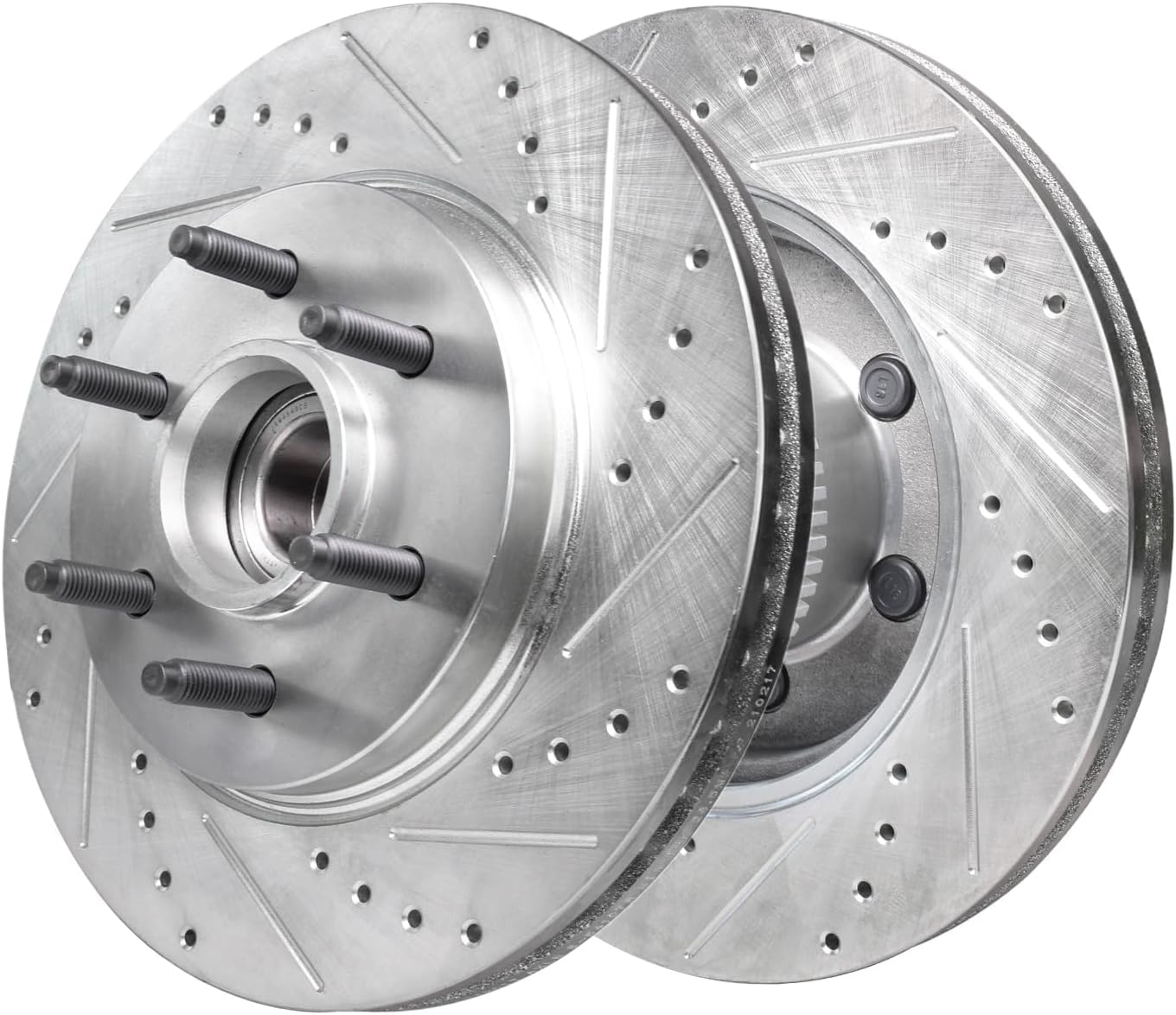 Detroit Axle - RWD 6 Lugs Front Brake Kit for 04-08 Ford F-150 06-08 Lincoln Mark LT 2004 2005 2006 2007 2008 Drilled and Slotted Brake Rotors Ceramic Brake Pads Replacement Brakes Kit