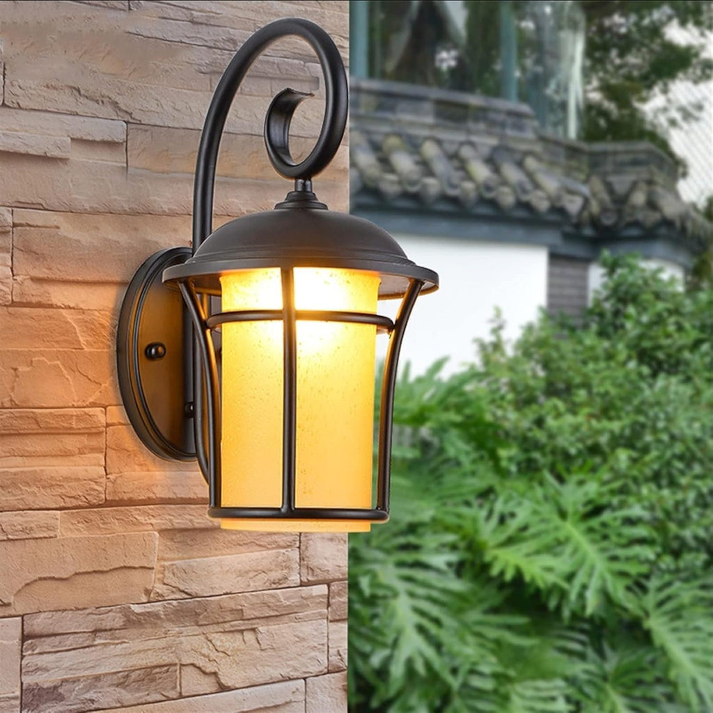 European Wall Light Traditional Black Wall Sconce Lighting Fixture Waterproof Outdoor IP54 Wrought Iron Wall Lamp Light Indoor Chandelier,