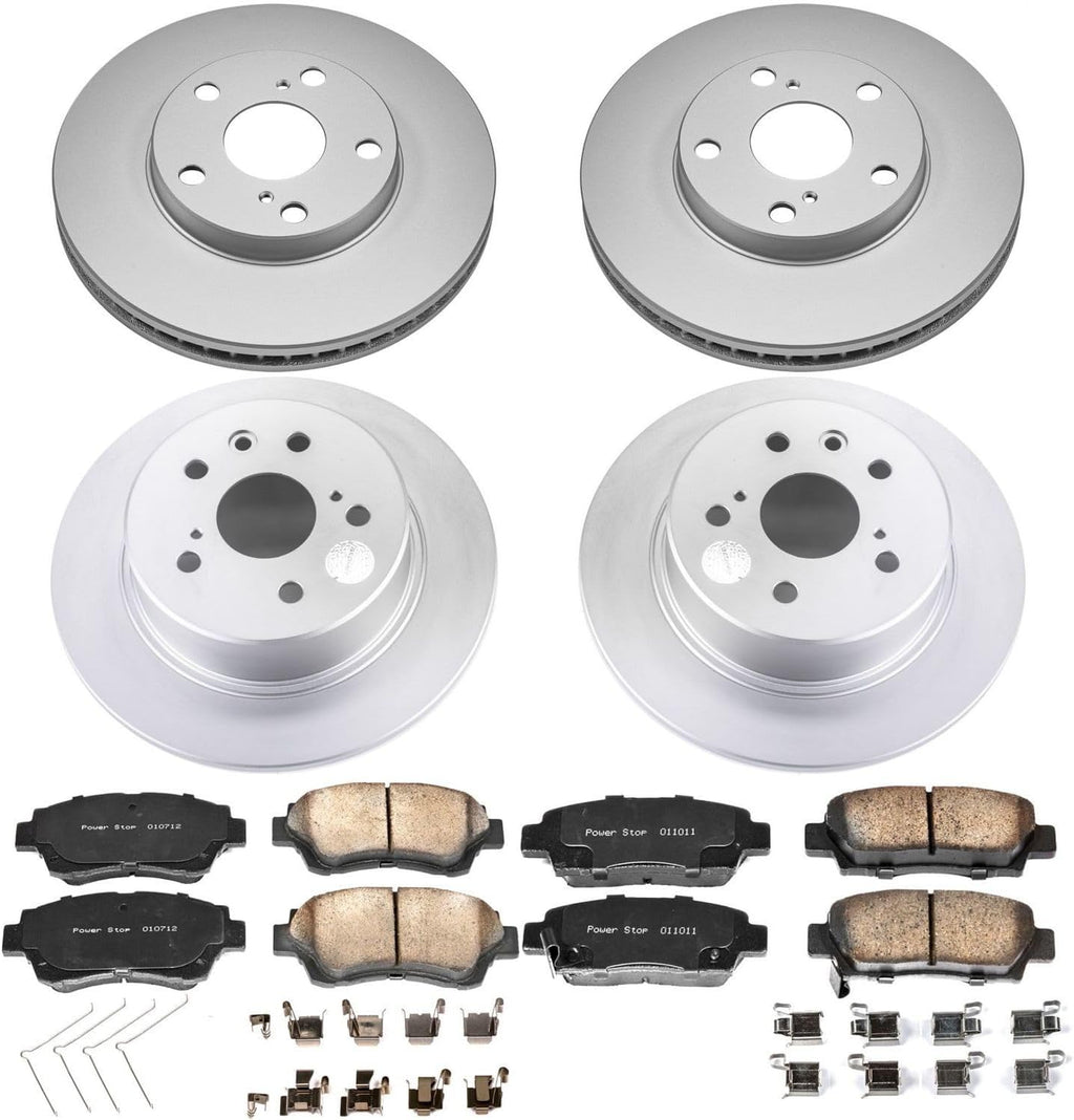 PowerStop Front and Rear Brake Kit for Toyota Avalon 1995-97 - Fully-Coated Disc Rotors with Z17 Ceramic Brake Pads Replacement, CRK4359