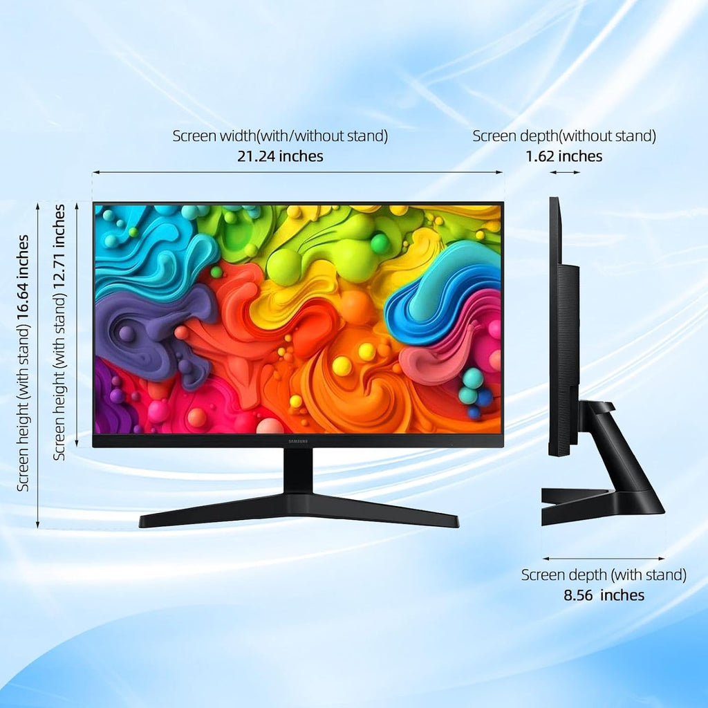 Samsung S24 inch Full HD (1920x1080) Monitor, 100Hz Refresh Rate, 5ms, Contrast Ratio 3000:1, Ergonomic Design, Eye Care, Flicker-Free, Game Mode, HDMI & VGA, Tilt Adjustment, Black