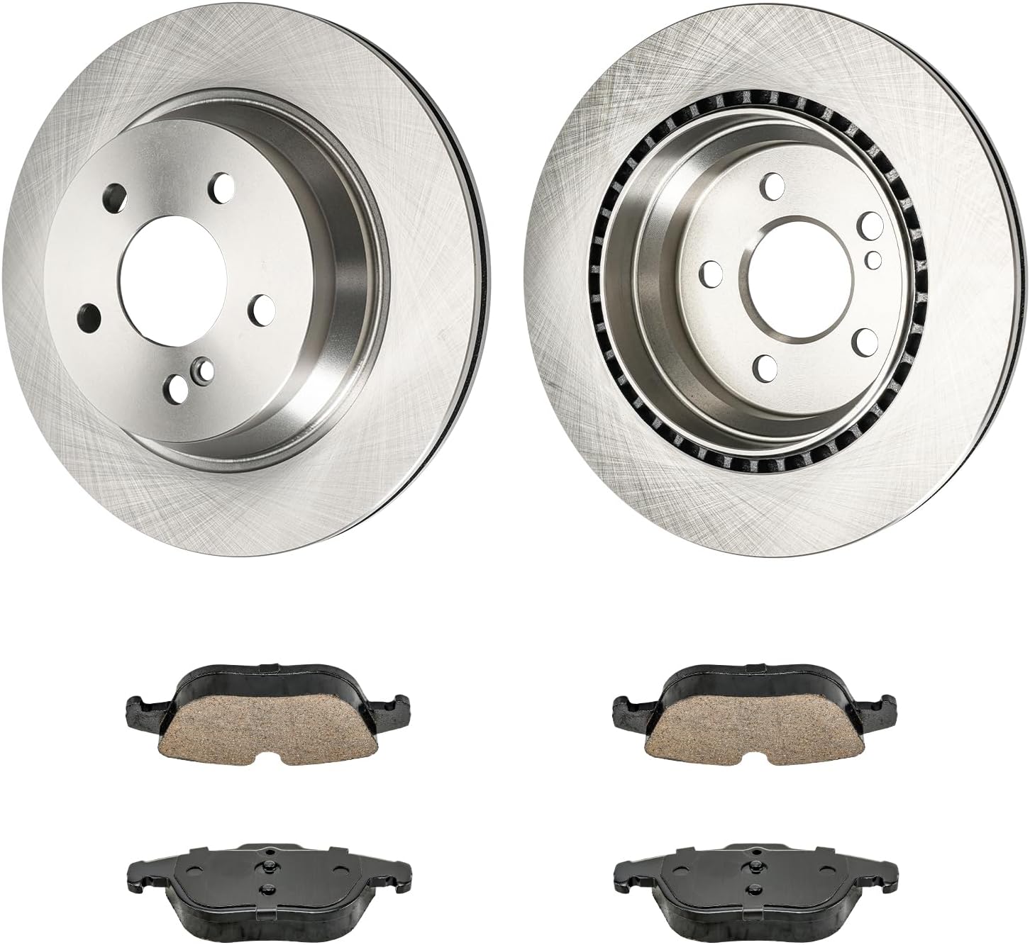 KAX Rear Brakes and Rotors for Mercedes-Benz GLK350 2010-2015, E350 2013-2014, GLK250 2013-2015, Drilled and Slotted Vented Brake Rotor Ceramic Brake Pads Replacement (#34247+D1341, 11.81inch, 300MM)