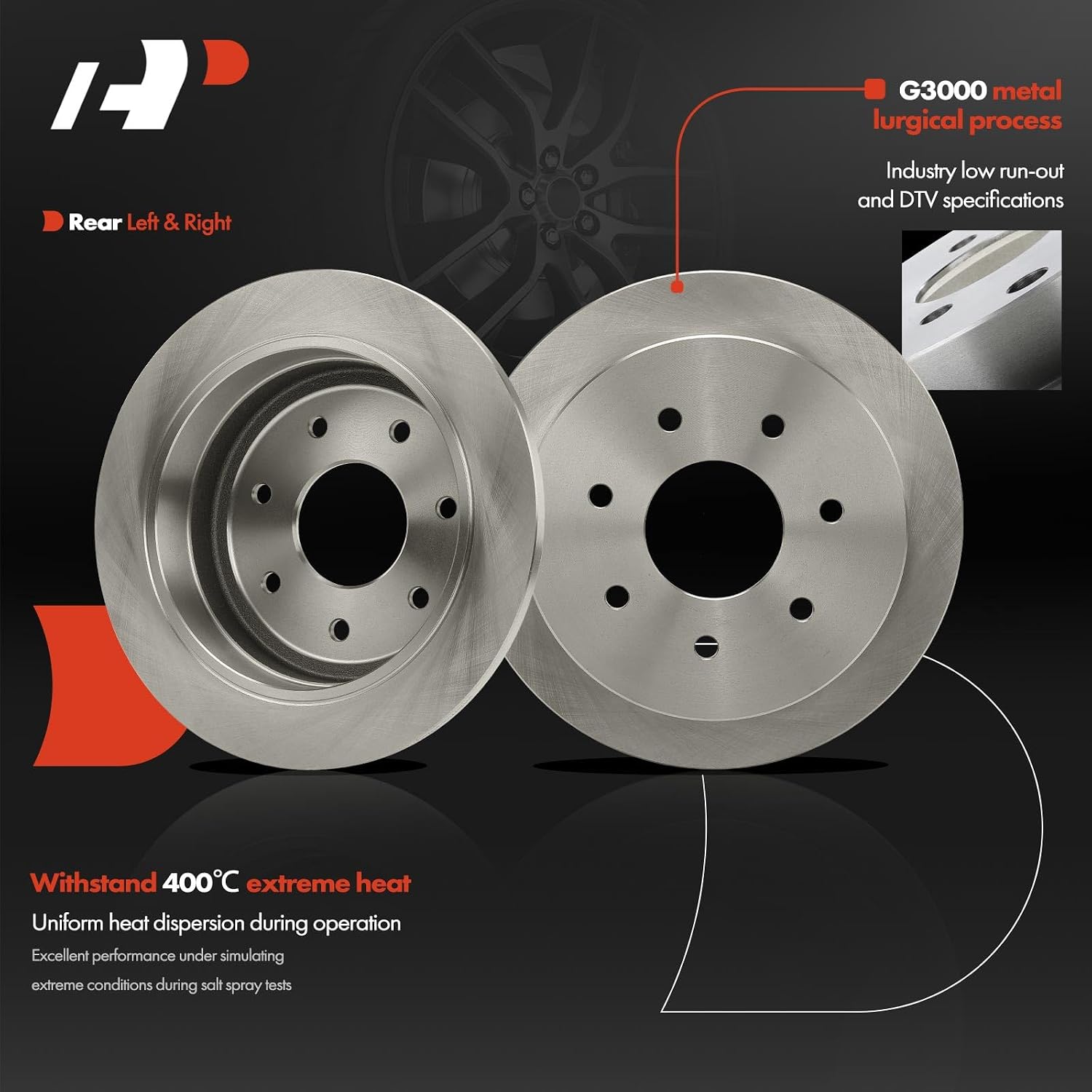 A-Premium Front Vented and Rear Solid Disc Brake Rotors + Ceramic Pads Kit Compatible with Select Ford Models - F-150 2000-2003, F-250 1997-1999, F-150 Heritage 2004-2004, 12-PC Set