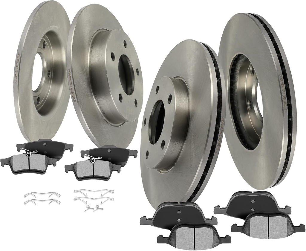 SCITOO Brake Kits For Honda For Odyssey 2011-2014 Front Rear Disc Brake Rotors and Ceramic Brakes Pads Replacement:31538;31469;D1521-7994;D1281-8397