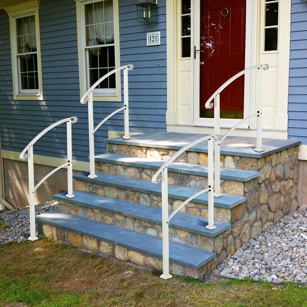 Bathroom handrail,Safety Handrail.Handrails for Outdoor Steps, Stair Handrail Black Wrought Iron Handrail Fits 1-3 Step Wall Handrail Stair Rail Wrought Iron Outdoor Hand Rails with Installation Kit H
