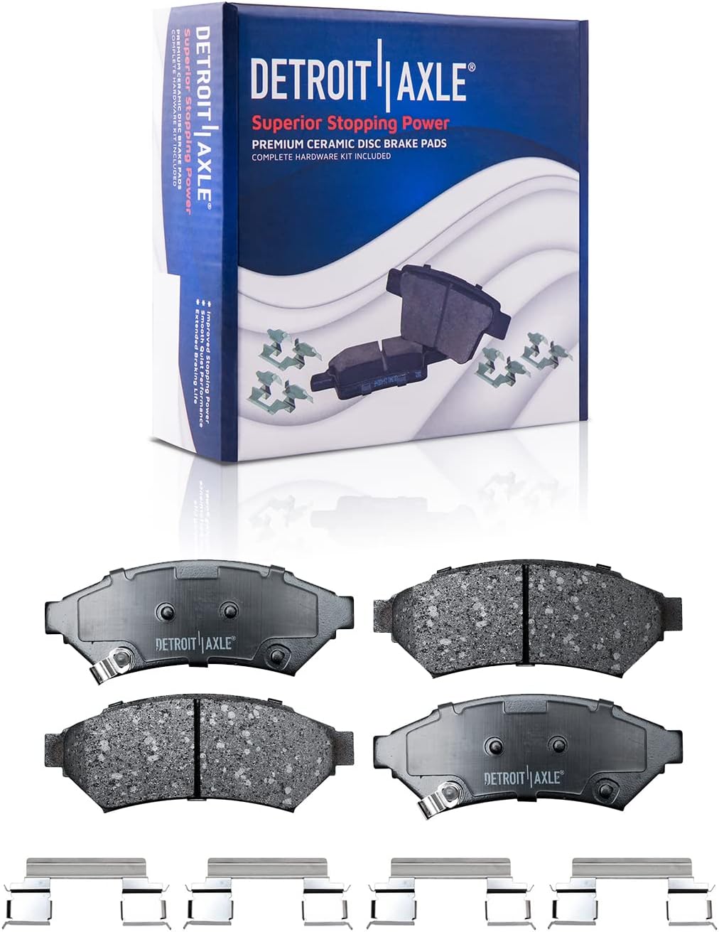 Detroit Axle - Brake Kit for 05-08 Pontiac Grand Prix 05-09 Buick Allure LaCrosse, Drilled & Slotted Disc Brake Rotors Ceramic Brakes Pads 2005 2006 2007 2008 2009 Front & Rear Replacement