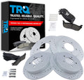 TRQ Front and Rear Performance Brake Pad & Rotor Kit Ceramic Premium G-Coated Compatible with 1997-2002 Ford Expedition 1998-2002 Lincoln Navigator