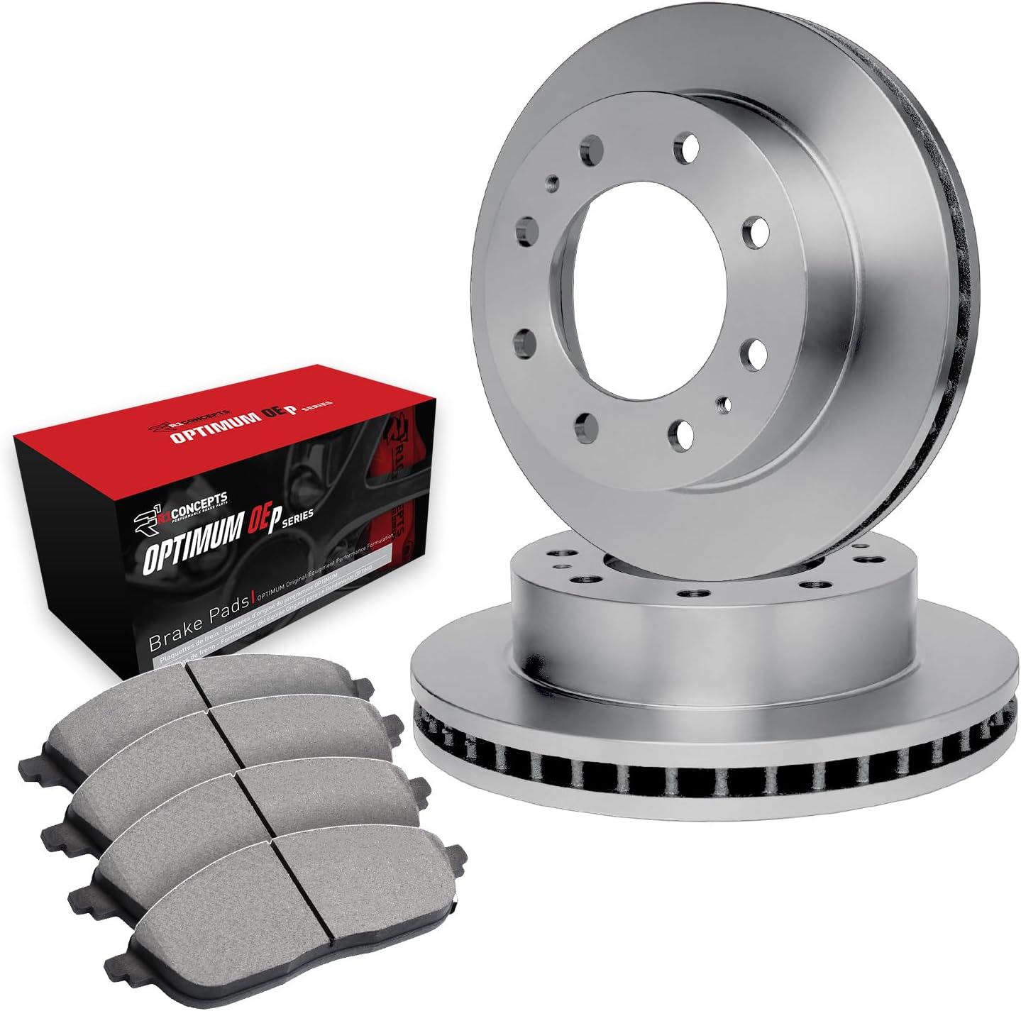 R1 Concepts Front Brake Kit Fits 1990-1993 Dodge W350| Optimum Oep Brake Pads and Blank Brake Rotors| 12.8' Front