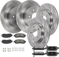SCITOO Brake Kits For Nissan For Altima 2013-2023 Front Rear Drilled & Slotted Disc Brakes Rotors and Semi Metallic Brakes Pads Replacement:31464;31312;D1650-8878;D905-7784