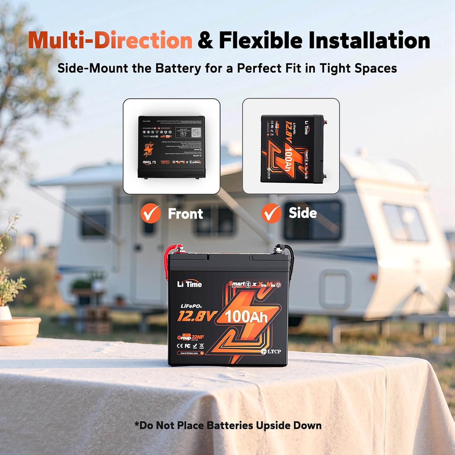 LiTime 12V 100Ah Xtra-Mini Bluetooth Trolling Motor LiFePO4 Battery, 12 Volt MINI Small Lithium Batteries, Up to 15000 Deep Cycle, 100A BMS for RV, Camper, Travel Trailers, Boat, Yacht, Kayak (3-Pack)