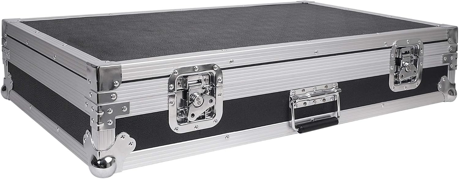 Sound Town Heavy-Duty Plywood Guitar Pedal board ATA Road Case with Pedal Mounting Tape fastener, Interior: 32.7' x 19' (STRC-PD2)