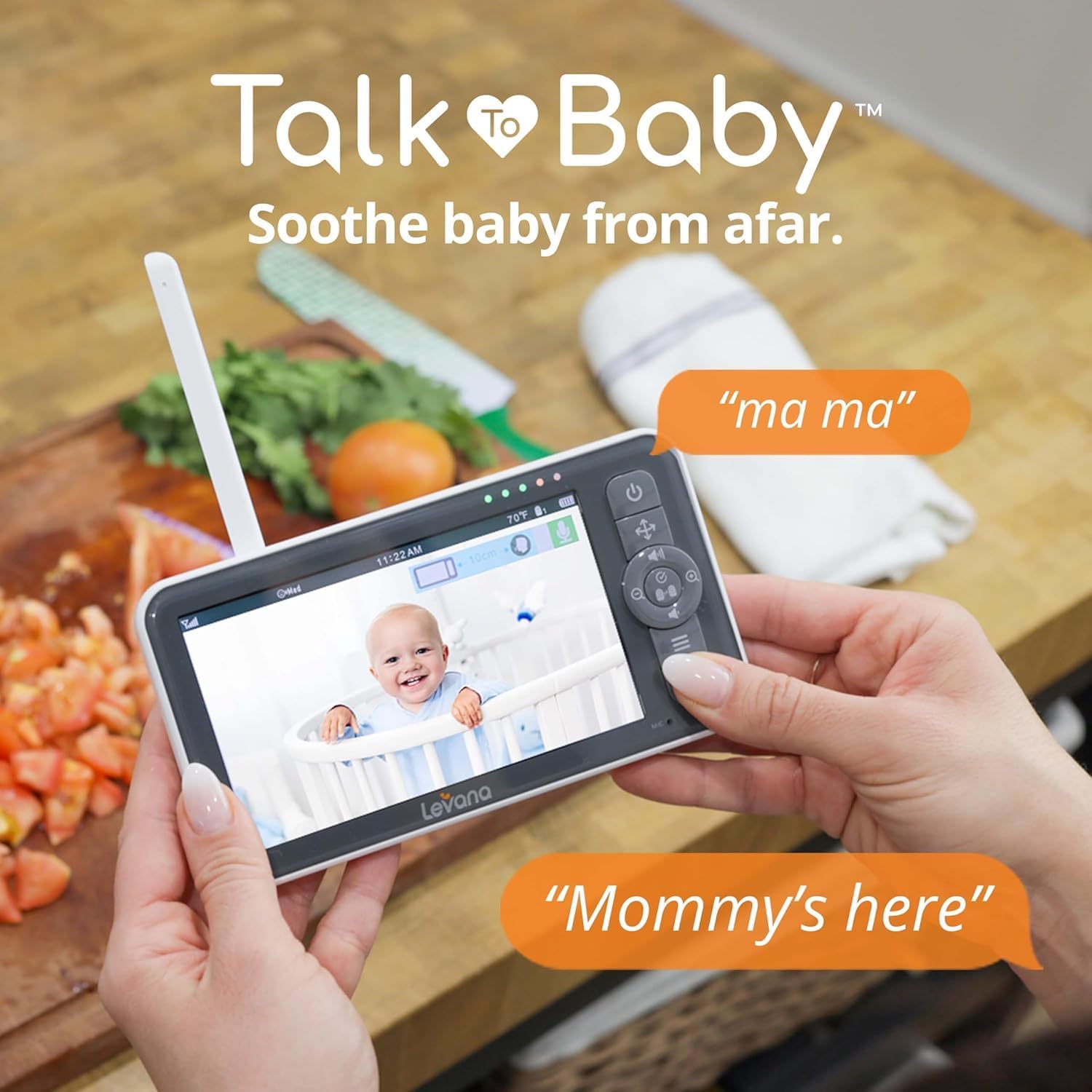 Levana Nala Video Baby Monitor, 5.5' 1080P Screen, 2 Night Vision PTZ Cameras, 22 Hour Battery Life, 5000mAH Battery, No WiFi, Two-Way Talk, 1000ft of Range Baby Cameras
