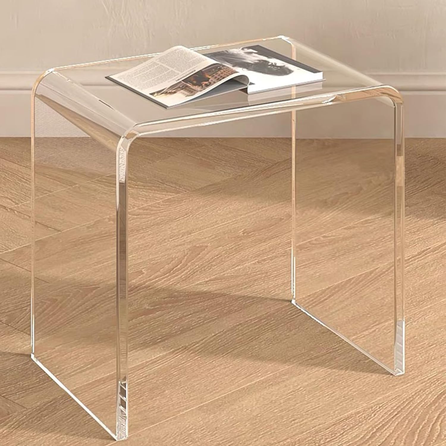 Acrylic Side Table, Acrylic End Table, Clear Coffee Table/Nightstand for Living Room Balcony Bedrooms Small Space, Modern Clear Couch Tables for Sofa 21' L x 12' W x 21' H