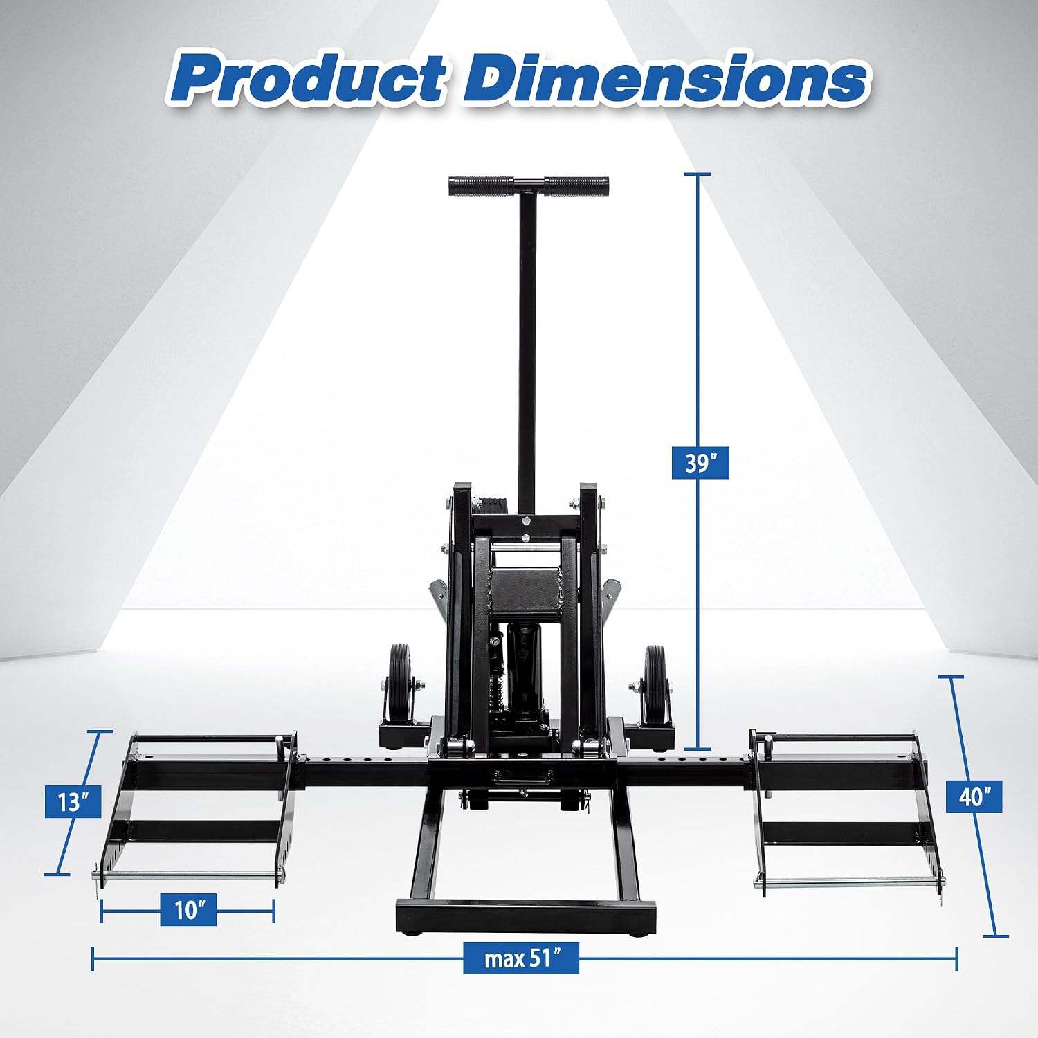 Heavy Duty Lawn Mower Lifts for Riding Tractors, Lawn Mower Jack Lift Zero Turn with Adjustable Hight Lock, Lawn Tractor Lifts & Zero Turn Lift with Wheels/Handle, Foot-Operated, 550 LBS Capacity