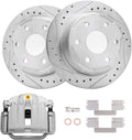Detroit Axle - Rear Drilled Rotors Left Brake Caliper Replacement for 2003-2006 Chevrolet GMC Silverado Sierra 1500