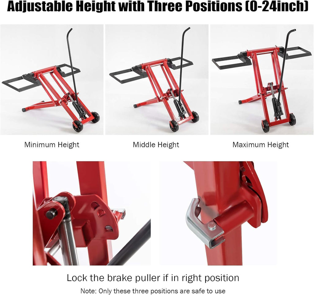 ERGOMASTER Lawn Mower Lift, Adjustable Heavy Duty Mower Lift Jack Zero Turn w/Non-Slip Wheels, 500 LBS Lifting Capacity & Foldable Design