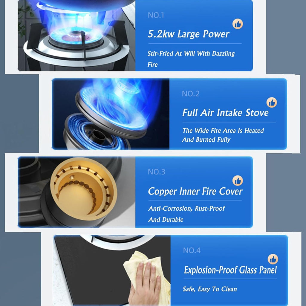 NIKKHO Gas Stove,Desktop with Thermocouple Protection Gas Cooktop,NG/LPG Convertible,Tempered Glass 2 Burners Gas Stoves Cooktop,Suitable for Apartments,Indoor (Color : LPG)