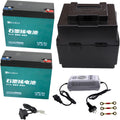 12V 20Ah AGM Sealed Lead Acid Batteries with 48V 2.5A Charging & Storage Box – Universal Powersports Battery Kit for ATV UTV Dirt Bike Go-Kart Golf Cart Tricycle Mini Bike Lawn Mower (2 Pack)