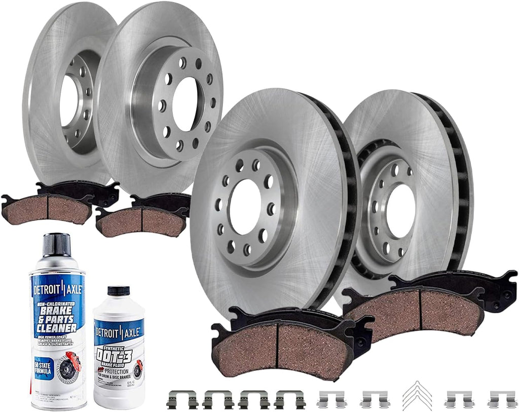 Detroit Axle - 10pc Brake Kit for 2013-2016 Dodge Dart, Disc Brake Rotors 2014 2015 Ceramic Brakes Pads with Hardware Assembly Replacement : 12.00' inch Front Rotor and 10.39' inch Rear Rotor