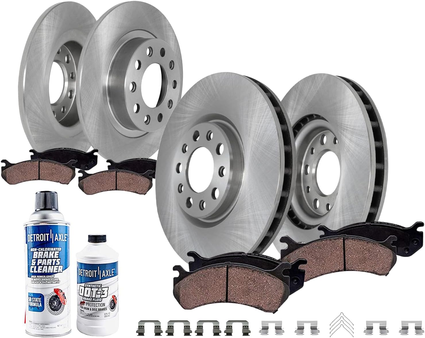 Detroit Axle - 10pc Brake Kit for 2013-2016 Dodge Dart, Disc Brake Rotors 2014 2015 Ceramic Brakes Pads with Hardware Assembly Replacement : 12.00' inch Front Rotor and 10.39' inch Rear Rotor