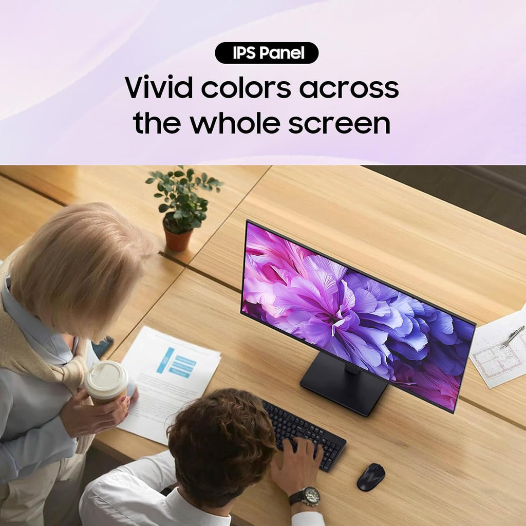Samsung S24 inch IPS FHD (1920x1080) Monitor, 100Hz Refresh Rate, 5ms, AMD FreeSync, Ergonomic Design, Eye Care, Flicker-Free, Game Mode, HDMI & VGA, Tilt Adjustment, Black