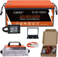 CHINS 48V 102Ah Golf Cart Battery, Built-in Smart 200A BMS, 4000+ Cycles Rechargeable, 48V Lithium Battery Perfect for Golf Cart