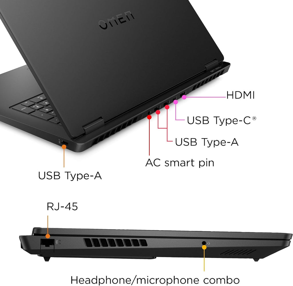 HP 2025 Gaming Laptop | Omen 17-BD100 | AMD 10-Core Ryzen AI 9 365 | NVIDIA GeForce RTX 5060 | 24GB DDR5 | 1TB SSD | 17.3' 1920x1080 144Hz | Win11 Pro - Wi-Fi 6E - BT 5.3 - RGB Backlit KB - Black