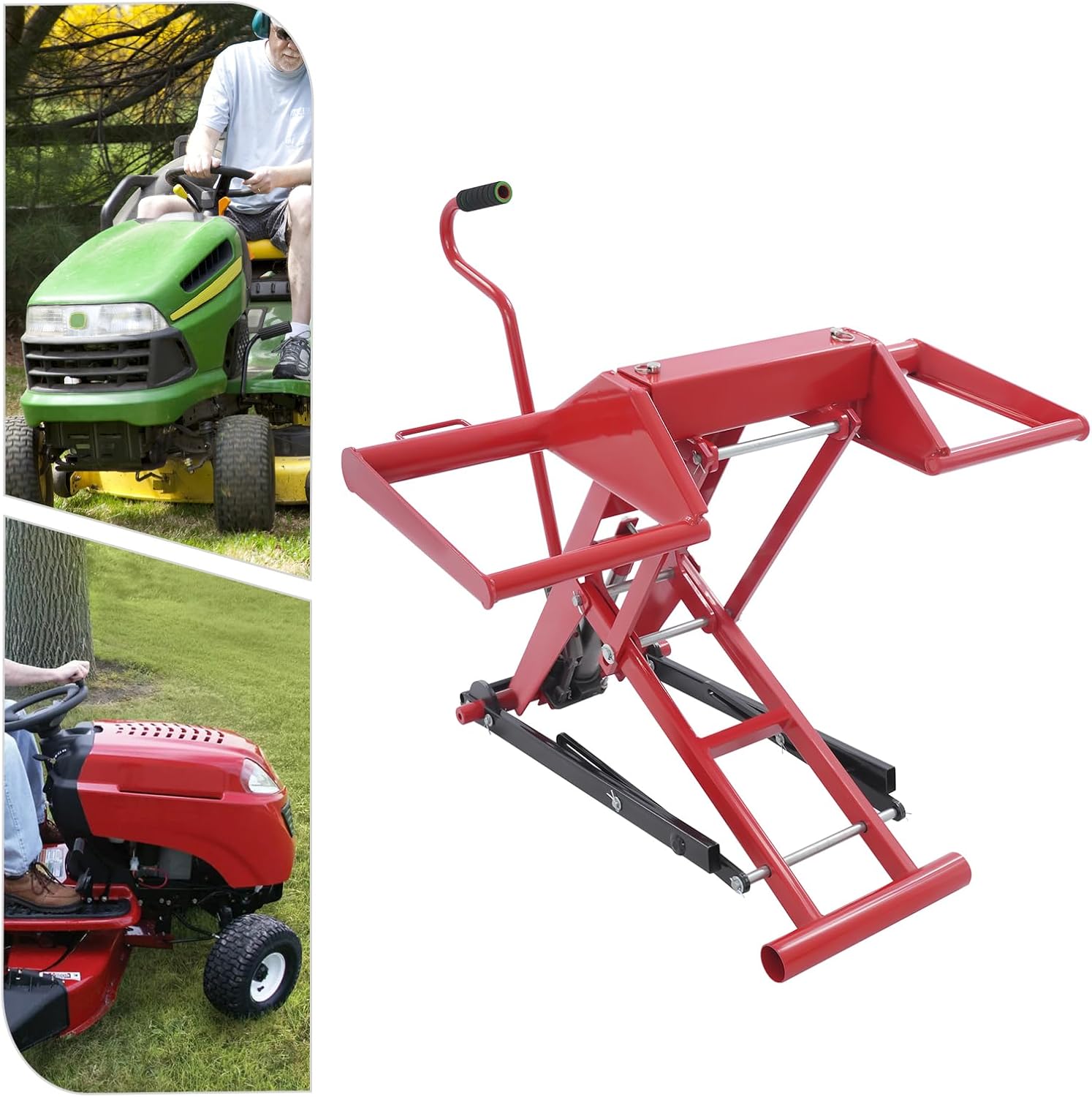 Hydraulic Lawn Mower Lift Garden Tractor Lift, Lawn Mower Lift Jack Telescopic Maintenance Jack, Lift Height Adjustable Lifting Platform for Riding Mowers, Tractors, ATVs (350lbs)