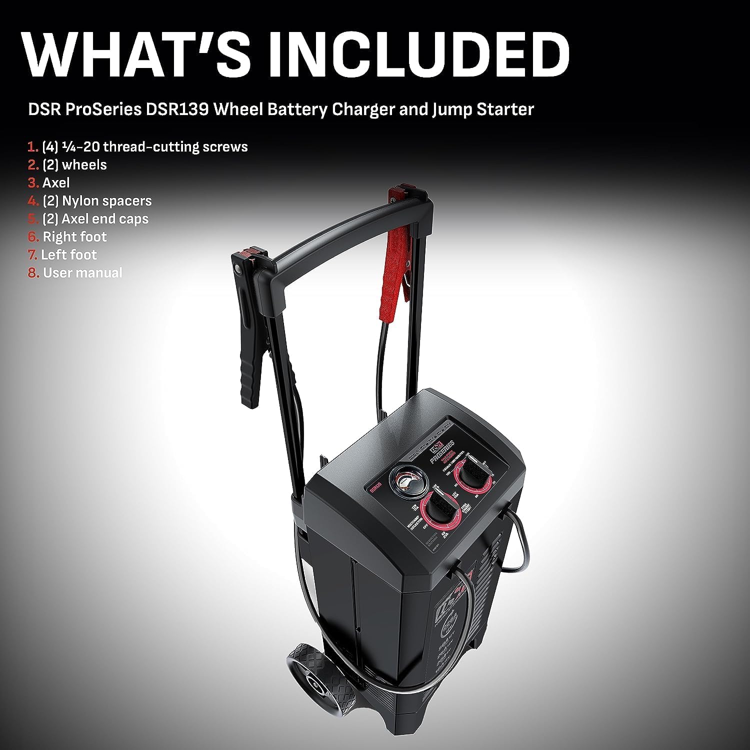 Schumacher Electric DSR ProSeries 6V/12V Manual Battery Charger & Engine Starter - 225A Heavy Duty Engine Starter - Truck, SUV & Large Battery Compatible - Color-Coded Clamps - DSR139