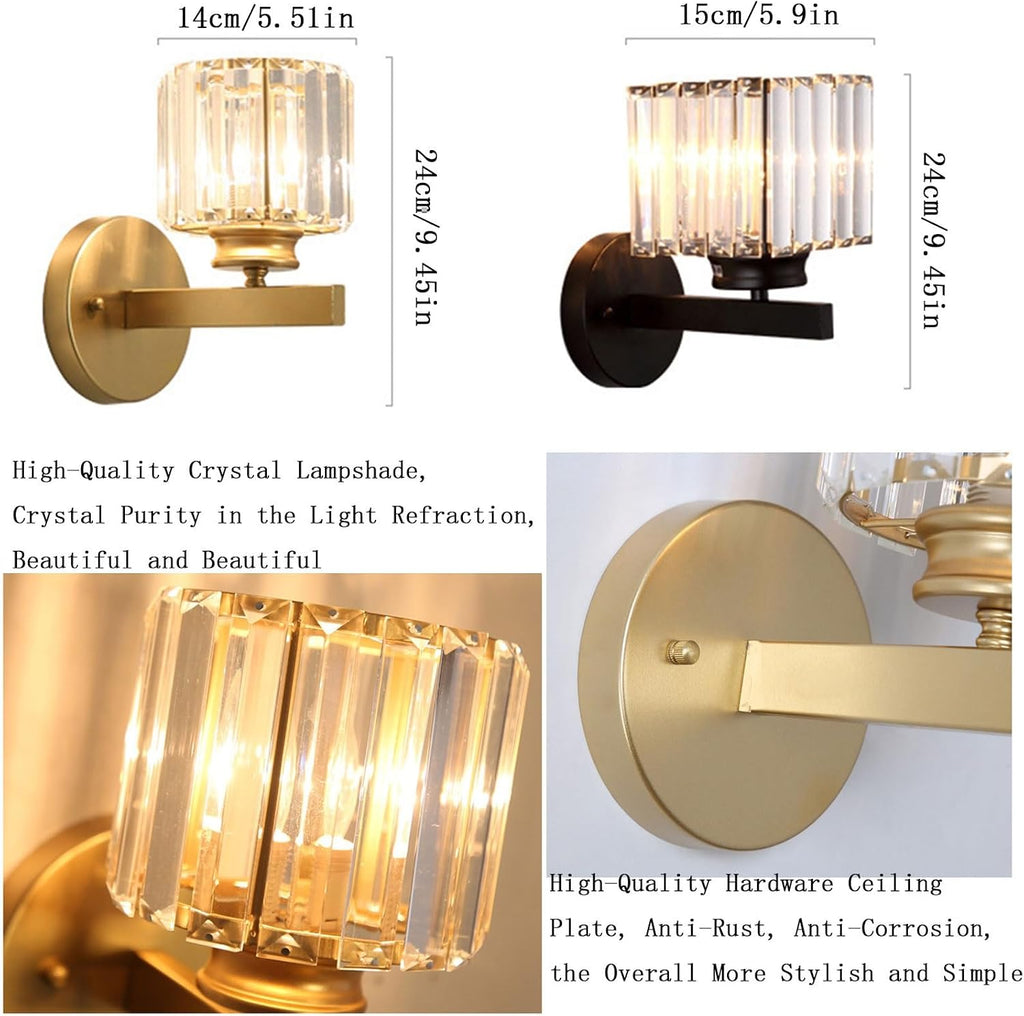 Clear Glass Prisms Wall Sconces Nordic Modern Wrought Iron Wall Light Wall Mounted Lighting Fixture for Bedroom Bedside Living Room Hallway Bathroom Vanity Lamp