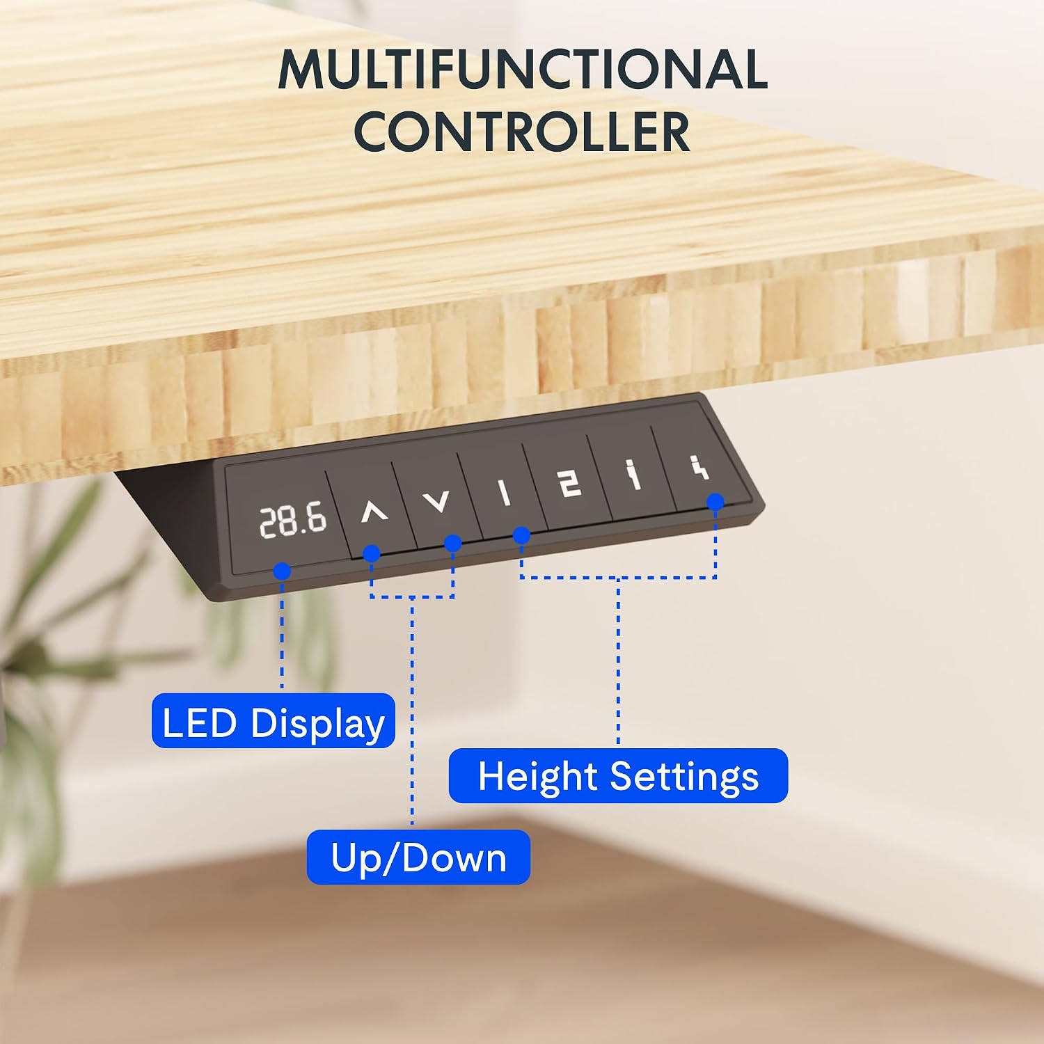 FLEXISPOT EN2 Bamboo Standing Desk with Clamp Power Strip, 55 x 28 Electric Stand Up Height Adjustable Desk with Cable Management (Grey Frame + 55' Bamboo Top, 2 Packages)