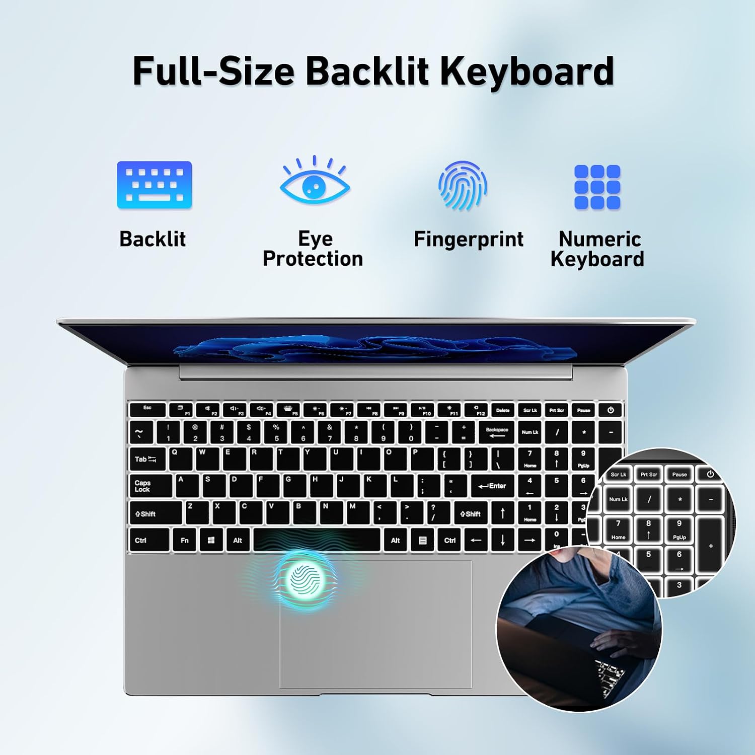 2026 Latest 15.6'' Laptop, Quad-Core Processor 2.9 GHz, 8GB RAM, 256GB SSD, 1080p Full HD Display, Backlit Keyboard, WiFi 5, BT5, Mini-HDMI, USB3.2 Gen1, TF Card Slot, Compatible with Windows 11