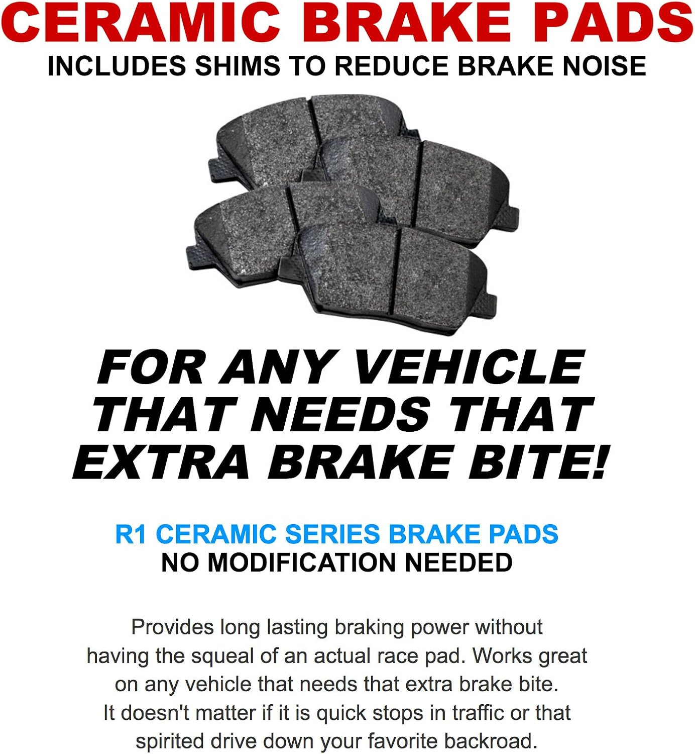 R1 Concepts Front Brake Kit Fits 1990 Ford Bronco; 1991-1992 Ford Explorer, Mazda Navajo; 1990-1994 Ford Ranger; 1994 Mazda B3000, B4000| Ceramic Brake Pads and Blank Brake Rotors| 10.9' Front