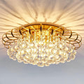 CVKASH 4-Lights Crystal Chandelier Modern Semi Flush Mount Ceiling Light Fixture Ceiling Lighting for Living Room Hallway Dining Room Kitchen Bedroom (Gold)