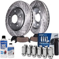 Detroit Axle - Rear Brake Kit for Chevy Malibu Impala Buick LaCrosse Regal XTS Allure, Drilled & Slotted Brake Rotors Ceramic Brake Pads Wheel Lug Nuts Socket Key: 12.40' inch Vented Rotors