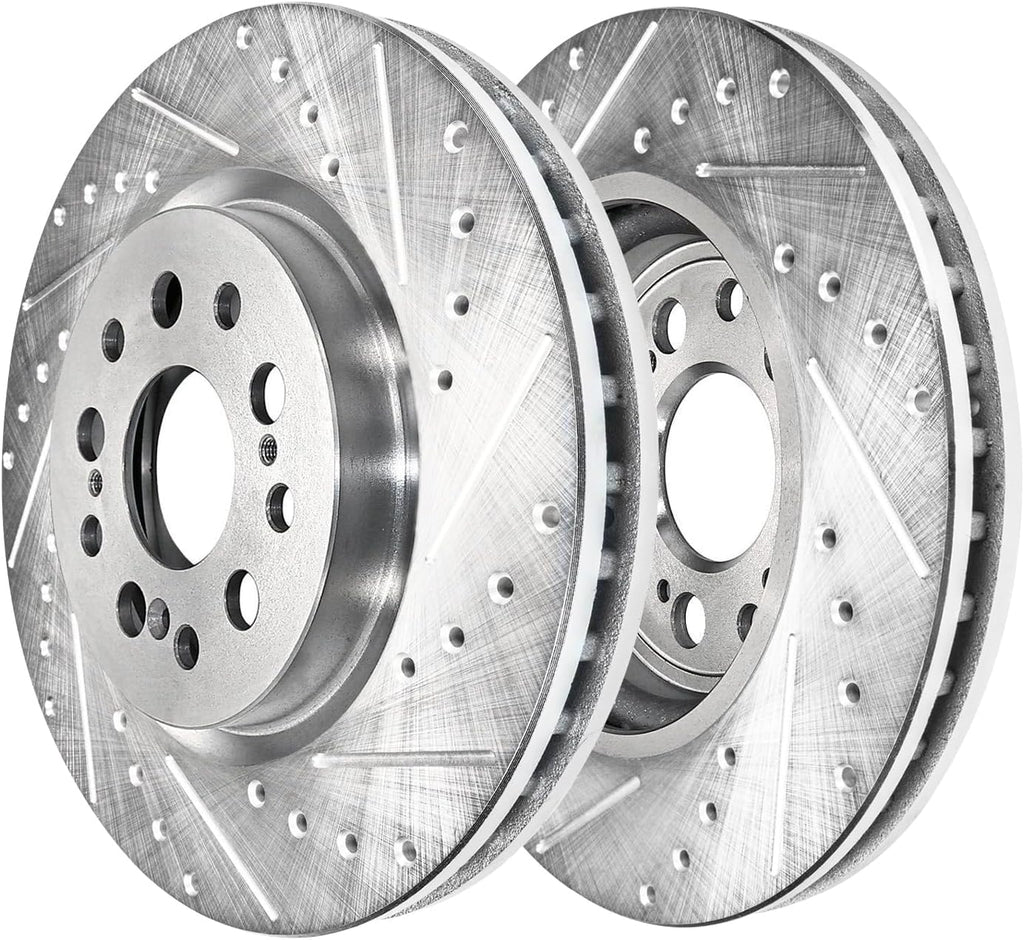 Detroit Axle - 8pc Brake Kit for 2017-2021 Honda Clarity 12.28' inch Front and 12.20' inch Rear Drilled and Slotted Disc Brake Rotors Ceramic Brakes Pads with Hardware 2018 2019 2020 Replacement