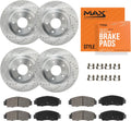 Max Advanced Brakes Front & Rear Brake Kit Compatible With 2006-2008 2009 2010 2011 Acura CSX Premium Touring iTech Replacement Cross Drilled Disc Brake Rotors and Ceramic Brake Pads