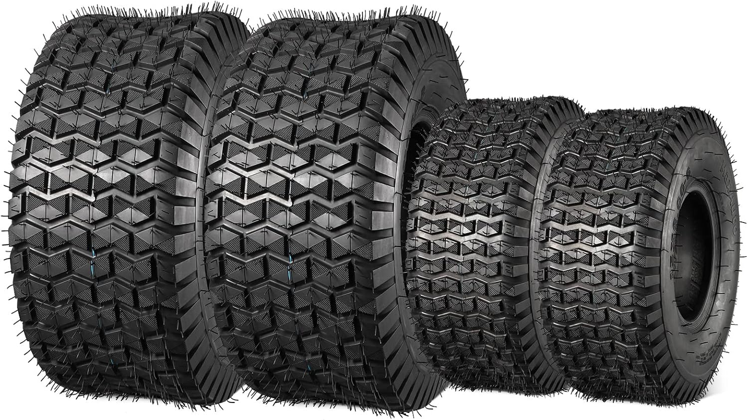 MaxAuto Lawn Mower Tires 15x6.00-6 & 20x8.00-8 Front & Rear Tire Set -15x6x6nhs Front & 20x8x8 nhs Rear Turf Tires for Golf Tire, Lawn & Garden Tractor, 4Ply Tubeless, 4 Pack in 2 Packages