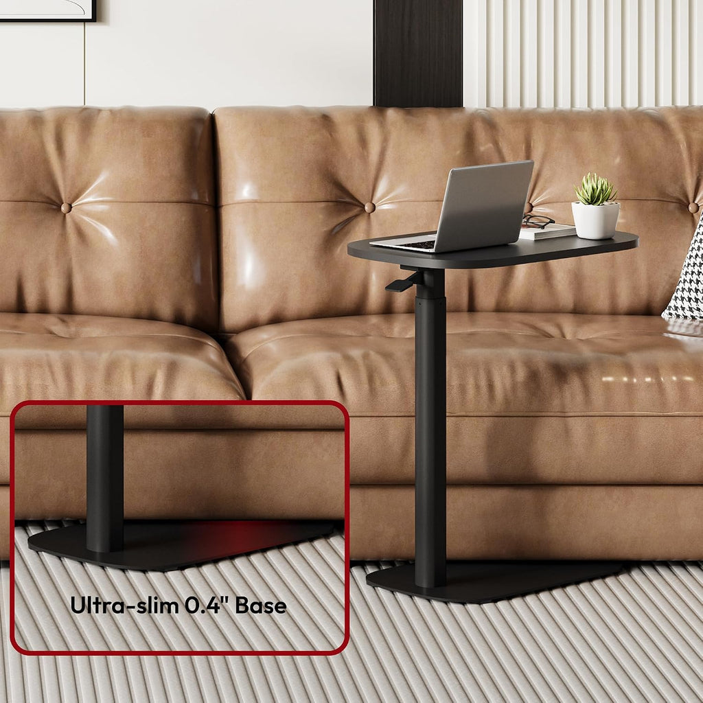 SANODESK Small Standing Desk Pneumatic Height Adjustable Small Sit Stand Desk Laptop Desk Overbed Table Computer Cart for Home Office Computer Workstations(23.6' W x 13.8' D,Black+Maple Band)